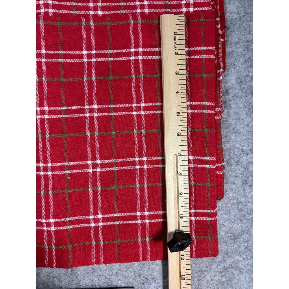 Home Collection Red‎ Plaid Placemats Set of 7 Cotton Blend Table Decor - Picture 7 of 8